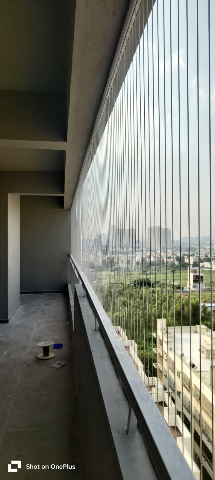A modern balcony with invisible grills